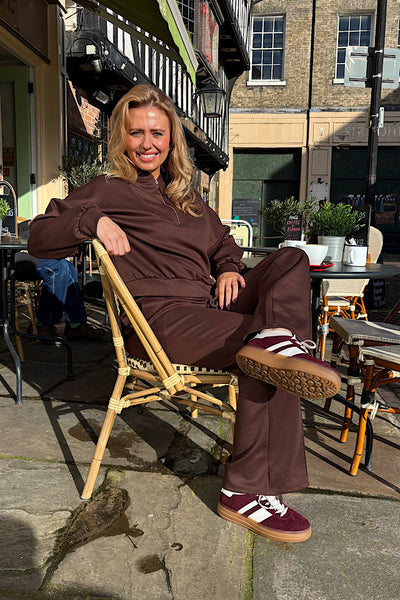 Amy 1/4 Zip Co-ord In Chocolate Brown