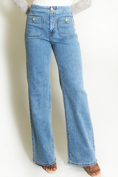 Abi Gold Button Straight Leg Jeans