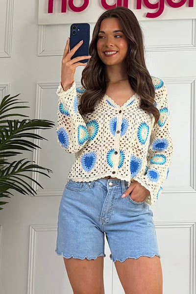 Morgan Light Wash Denim Shorts With Scalloped Hem