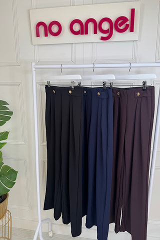 Ophelia Double Gold Button Straight Leg Trousers (3 colours)