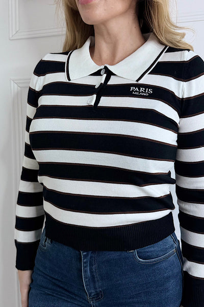 Paris Milano Striped Polo Top