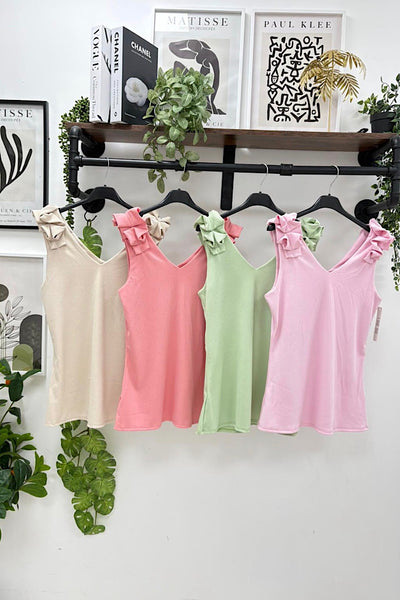 Frill Shoulder Vest (12 Colours)
