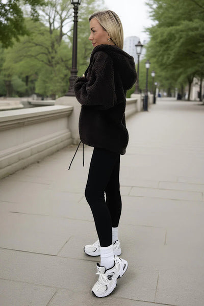 Chocolate Pocket Hooded Teddy Jacket