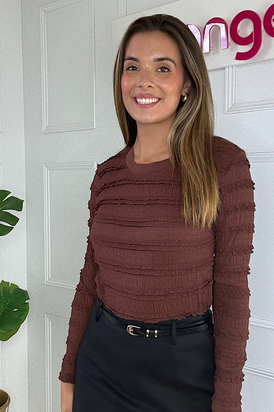 Chocolate Textured Long Sleeve Top