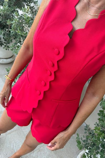 Ophelia Scallop Edge Shorts In Red