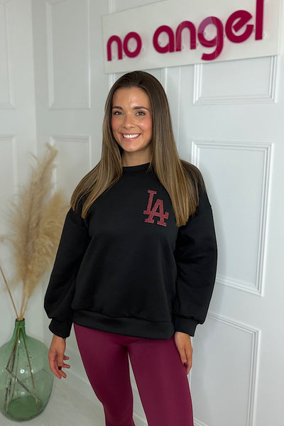LA Slogan Back Sweatshirt In Black
