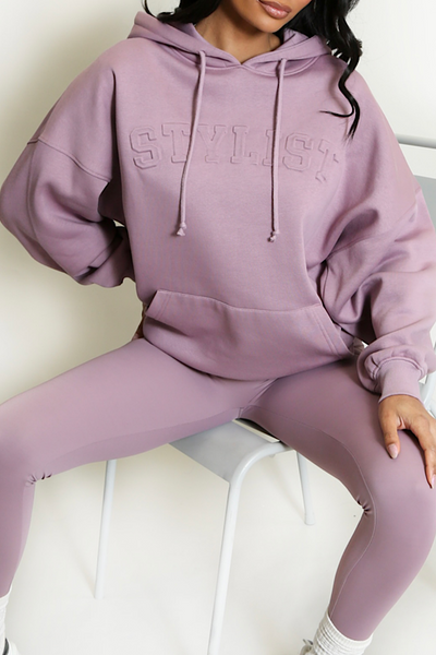 Mauve Stylist Slogan Oversized Hoodie