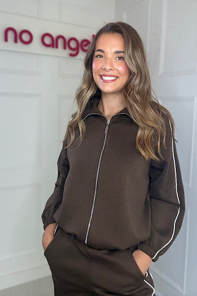 Perri Contrast Tracksuit In Chocolate