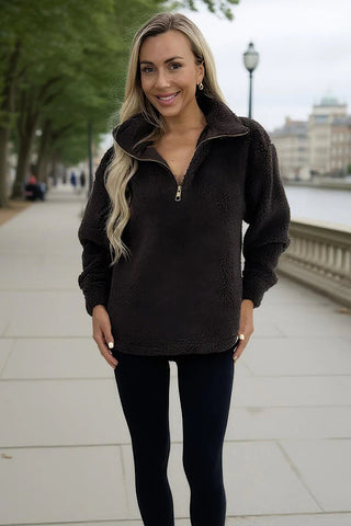 Fleece 1/4 Zip In Chocolate