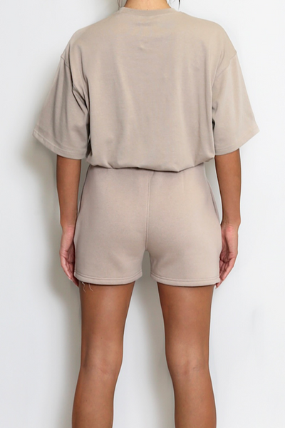 Taupe Iconic T-Shirt & Shorts Lounge Set