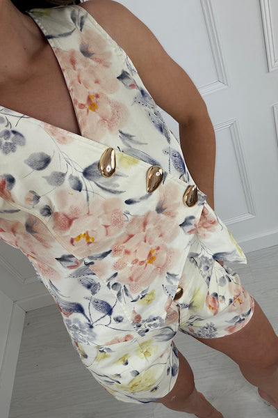 Olivia Printed Waistcoat And Short Co-ord