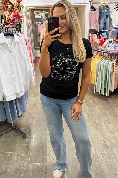 LOVE Embellished Black T-Shirt