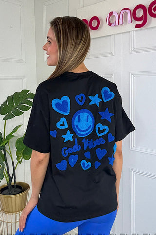 Good Vibes T-Shirt In Black & Blue