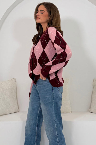 Katie Pearl Button Argle knit Cardigan
