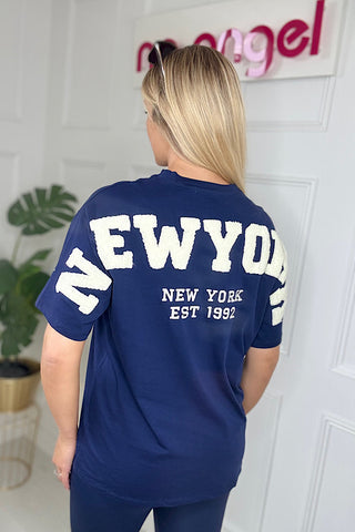 Navy And Cream New York Slogan T-Shirt