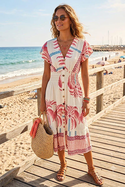 Freya Palm Tree Printed Dress (4 Colours)