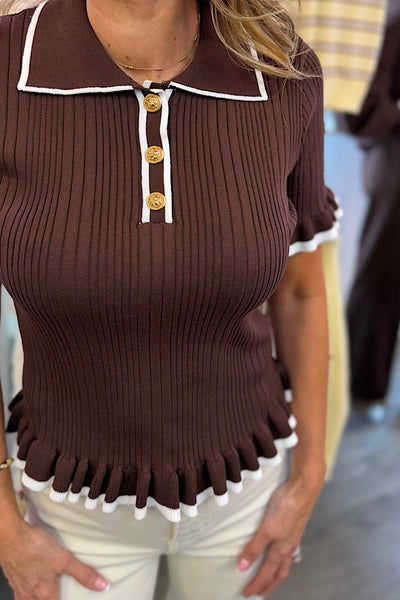 Sian Collared Knit In Chocolate