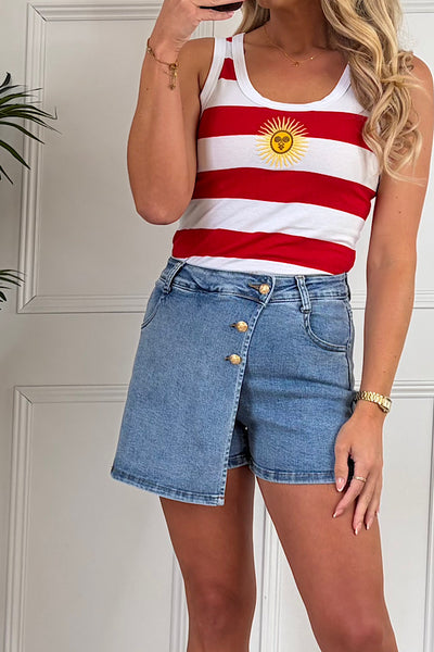 Embroided Sun Vest In Red