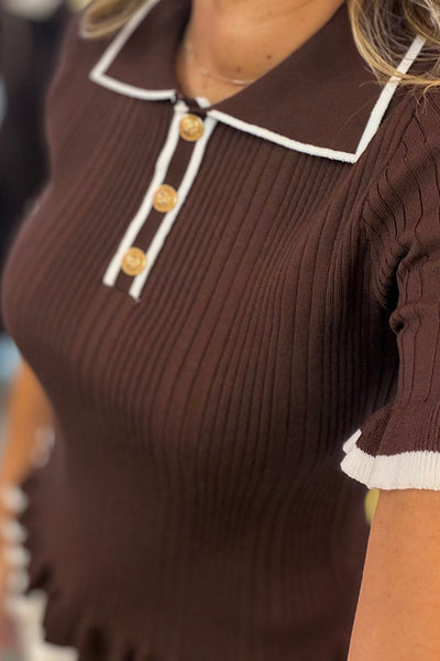 Sian Collared Knit In Chocolate