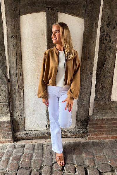 Nancy Suedette Jacket In Tan
