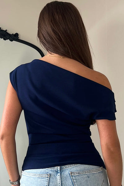 Donna Asymmetric Navy Top