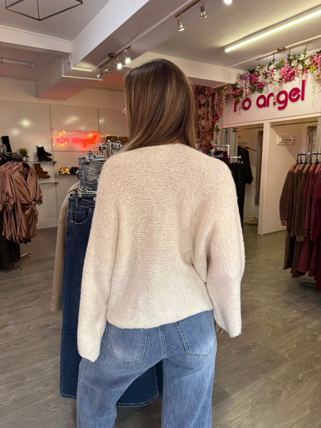 Daisy Bow Jumper In Cream
