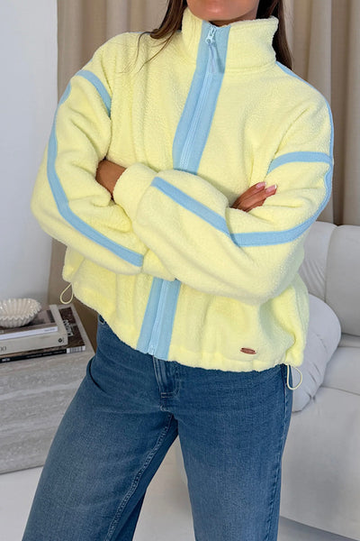Lulu Contrast Zip Fleece In Lemon