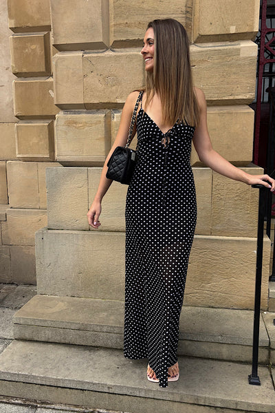 Black & White Polka Dot Maxi Dress