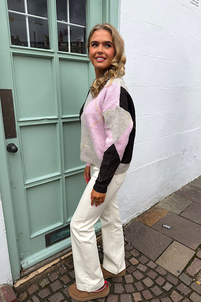 Dolly Argyle Jumper With Pink