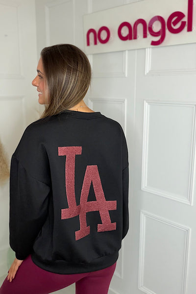 LA Slogan Back Sweatshirt In Black