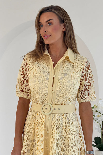 Macey Meadow Short sleeve midi dress Yellow