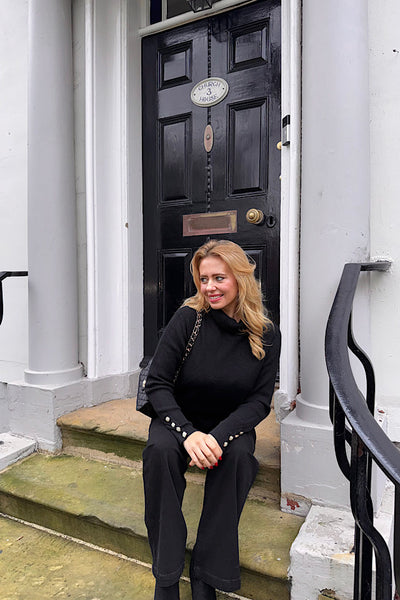 Luna Pearl Detail Black Jumper