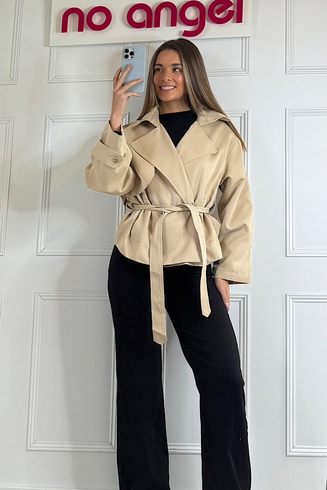 Cream Button Up Trench Jacket