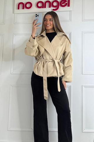 Cream Button Up Trench Jacket