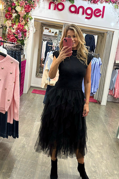 Mollie Chiffon Skirt Dress In Black