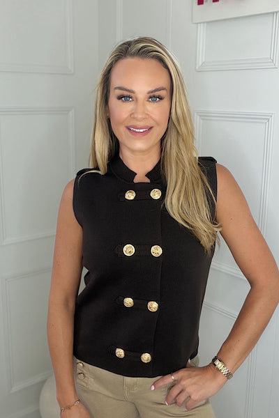 Maddie Military Style Top In Brown