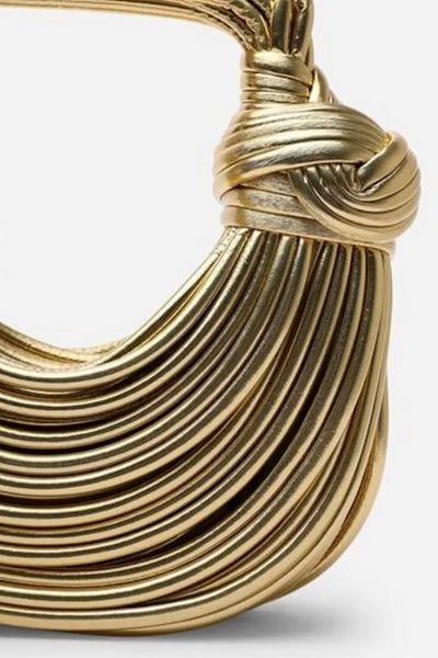 Betty Gold Metallic Curved Knotted Bag