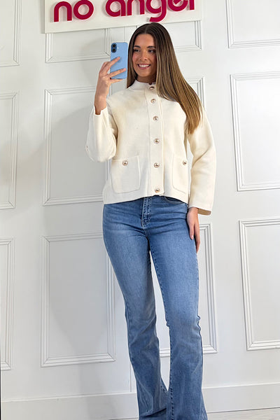 Nieve Cream Patch Pocket Cardigan