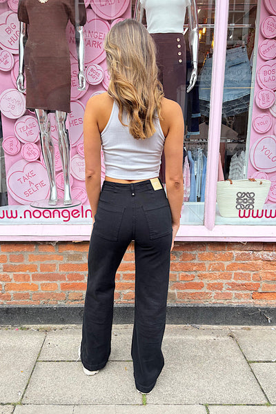 Black Stretch Wide Leg Jeans