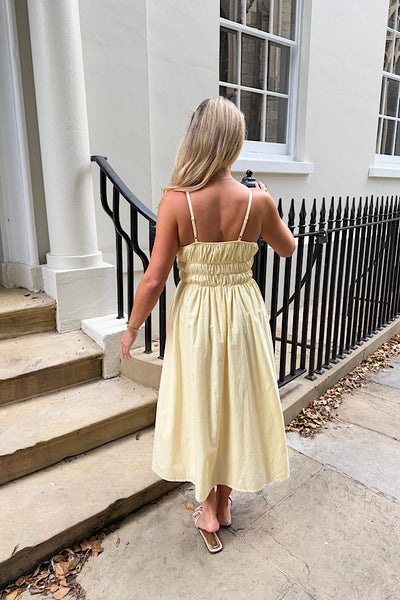 Abbey Ruched Sundress In Lemon