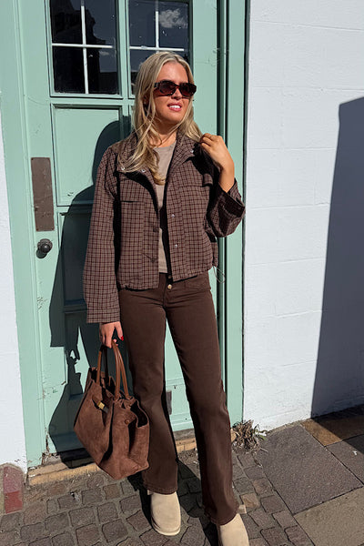 Nina Checked Jacket In Chocolate Brown