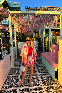 Ibiza Embroidered Red & Cream Shirt & Shorts Set