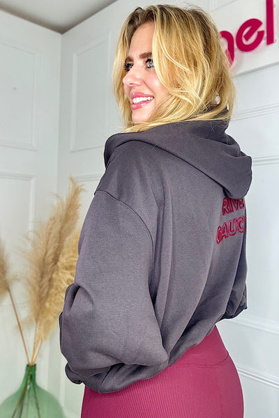 RIVE GAUCHE Oversized Zip Hoodie In Dark Grey