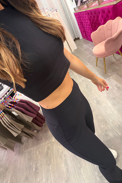 Ribbed Flares In Black
