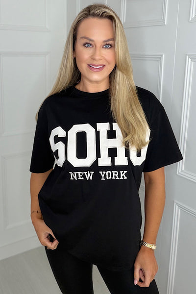 SOHO Slogan T-shirt In Black