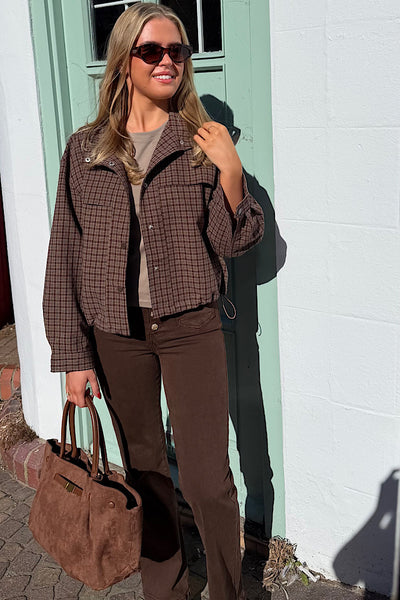 Nina Checked Jacket In Chocolate Brown