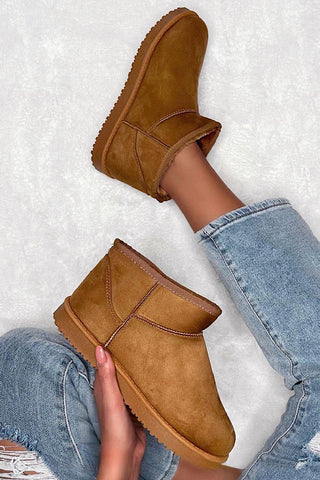 Elsa Chestnut Faux Suede Ultra Mini Ankle Boot