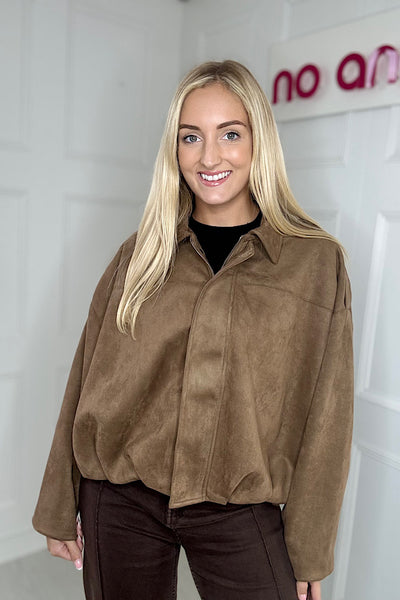 Megan Faux Suede Jacket In Camel