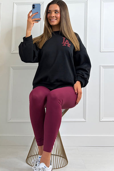 LA Slogan Back Sweatshirt In Black