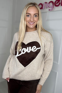 Love Heart Jumper In Oatmeal